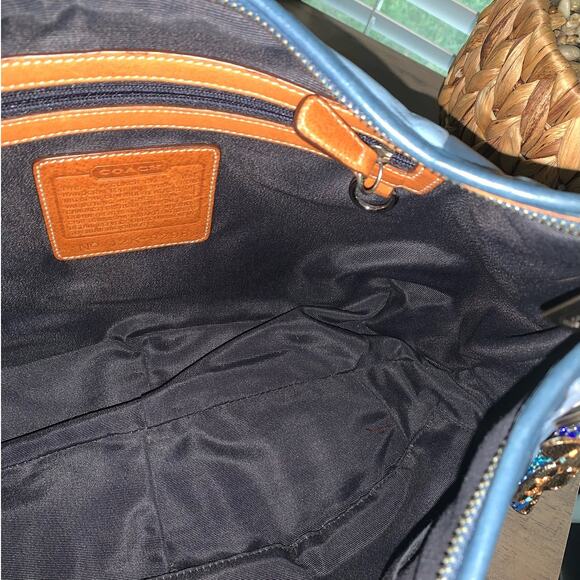 RARE Vintage COACH Distressed Striped Color Block Hobo Shoulder Bag w/ Wristlet - Picture 14 of 16